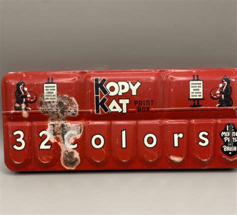 Vintage 1930s KOPY KAT Paint Box American 32 Crayon Co 